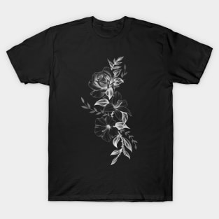 Lily Rose and Hibiscus Floral Tattoo Design T-Shirt